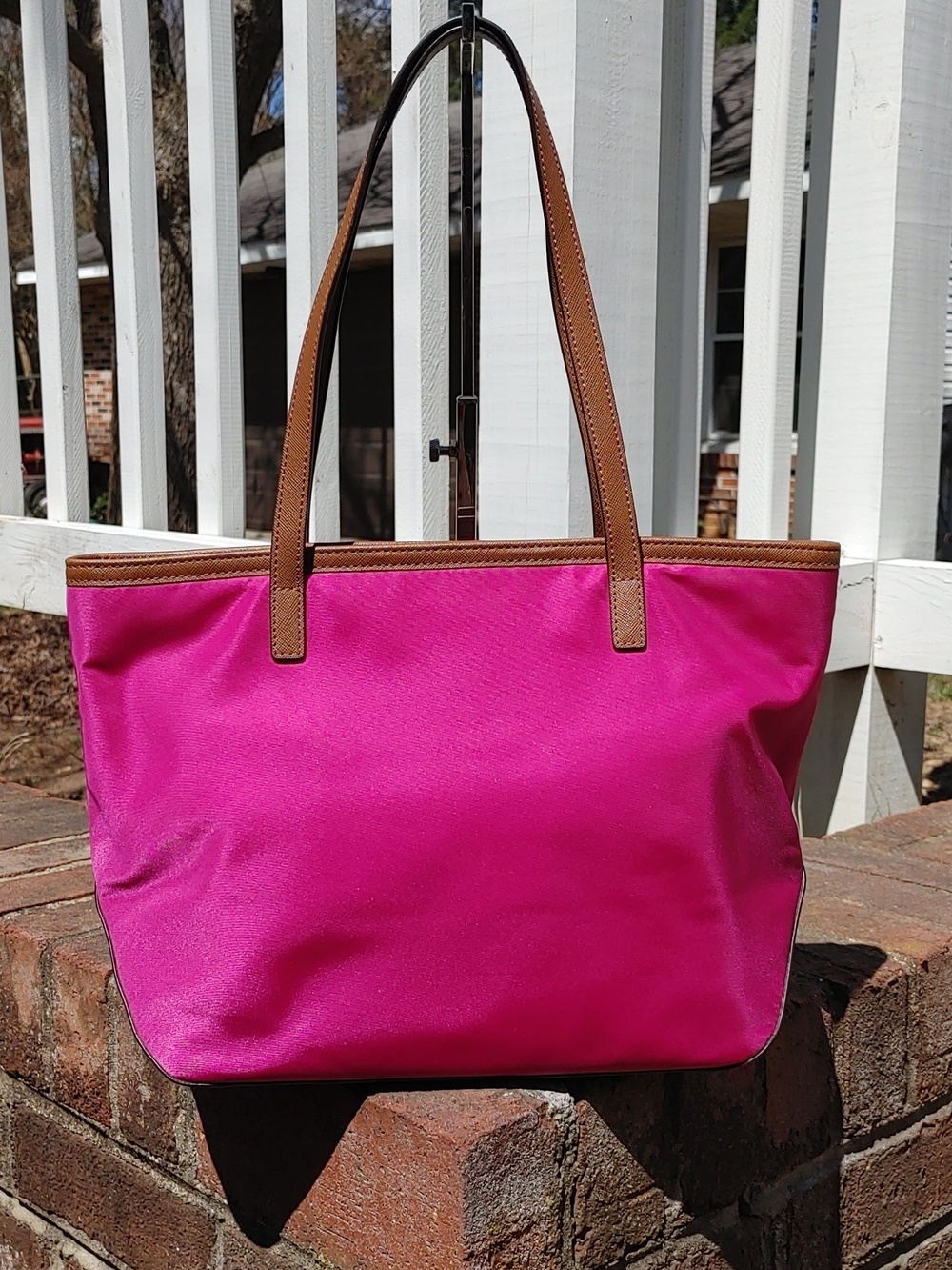 Michael Kors Kempton Small Fuschia Nylon Tote (1064) - Picture 2 of 8